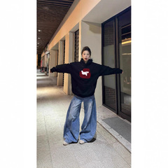 纯棉美式高街连帽卫衣女2025新款秋冬加绒外套oversize宽松情侣装