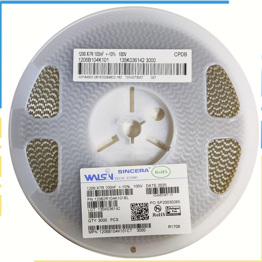 华新科电容 SMD电容1206X7R104K100V 3216 100NF±10% 1206104101