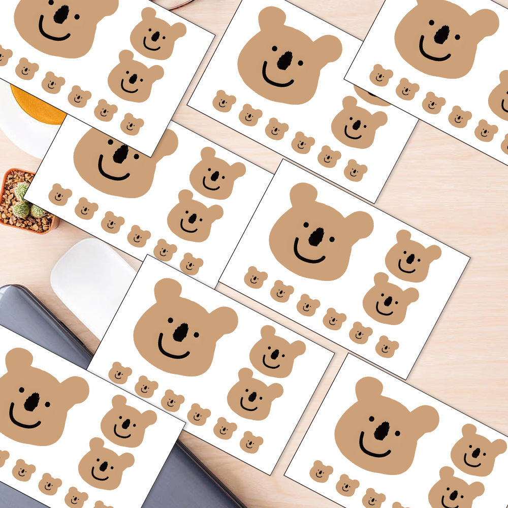 8 Pack ins Cartoon Bear Collage Cute Expression Bag Girl Heart Decoration Hand Account Book Thermos Decorative Sticker