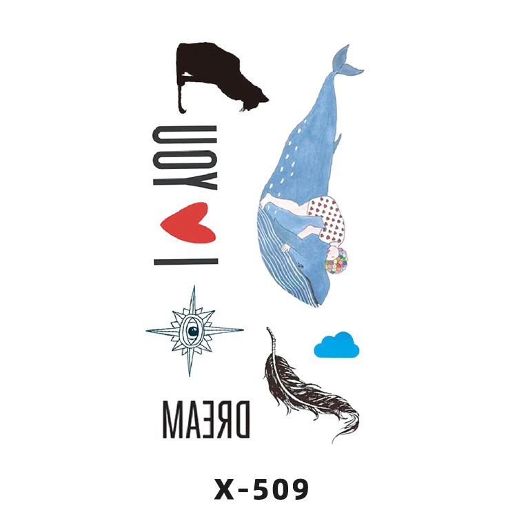 Arco de flor pequeña pegatinas de tatuaje fresco 3D dibujos animados transfronterizo Henna rosa impermeable texto en inglés pegatinas de tatuaje