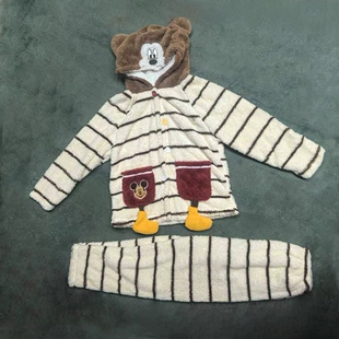 Женская пижама с капюшоном из кораллового флиса с Микки утеплённая