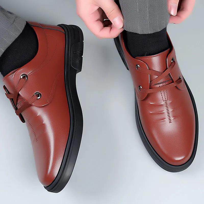 Giày lười nam da lộn mũi tròn đế bệt phong cách Anh, giày da công sở đi làm — Da đen chân 5522, lông chân5522, màu nâu, đen