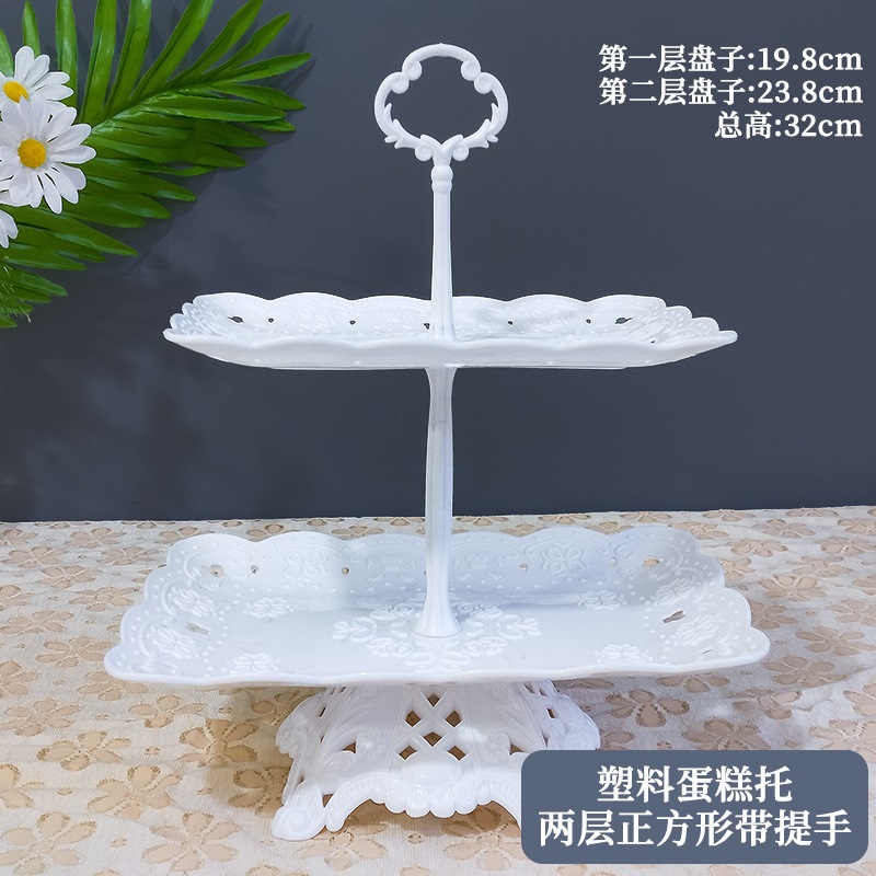 Decoración de postres de cumpleaños estante de exhibición de boda europea estante de frutas estante de pastel de plástico bandeja de bocadillos