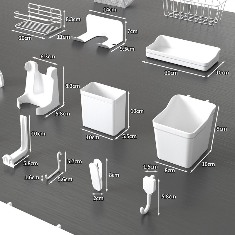 Factory Wholesale Perforated Board Accessories Multifunctional Hook Partition DIY Punch-Free Desktop Wall Storage Hanging Board