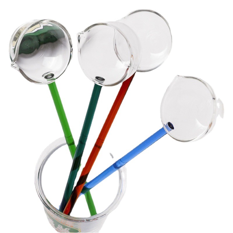 Fábrica creativa leche postre cuchara de color de vidrio hecho a mano boca puntiaguda cuchara sopa hogar boca oblicua hervida cuchara de vidrio de vino tinto