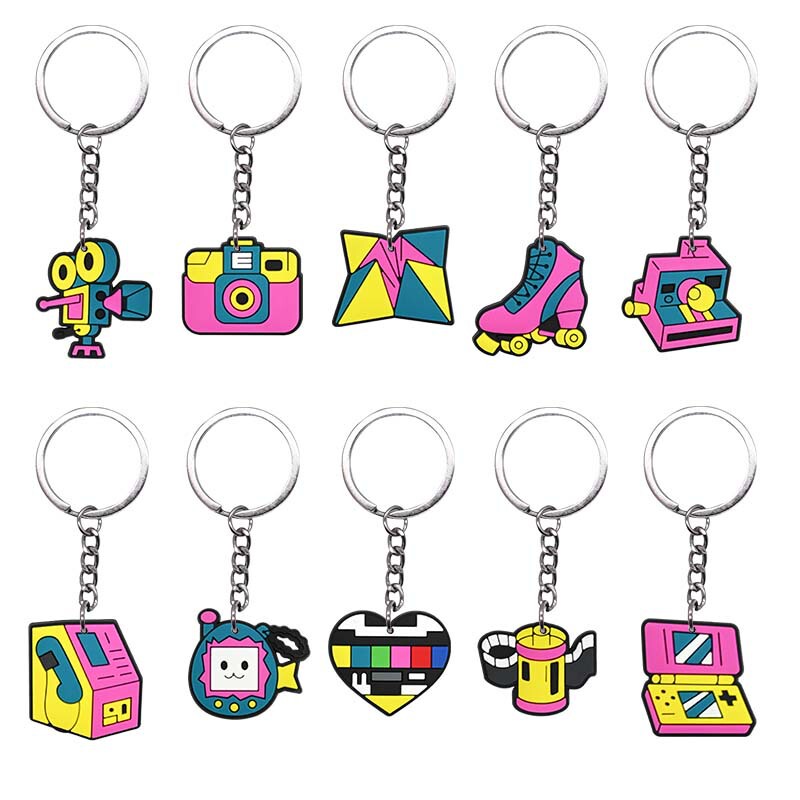 Creative Retro 90S Series Pvc Soft Rubber Keychain DIY Creative Keychain Accessories Pendant Cross-Border In-Stock Items Creative Retro 90S Series Pvc Soft Rubber Keychain DIY Creative Keychain Accessories Pendant Cross-Border In-Stock Items
