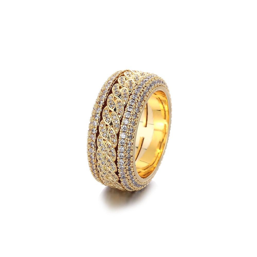 Geometric ring with zircon hip-hop style for men and women
