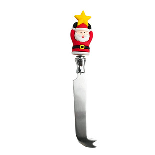 Soft PC Star Santa Claus Long Cheese Knife Slicing Tool Cheese Knife Cake Cut for Christmas Table