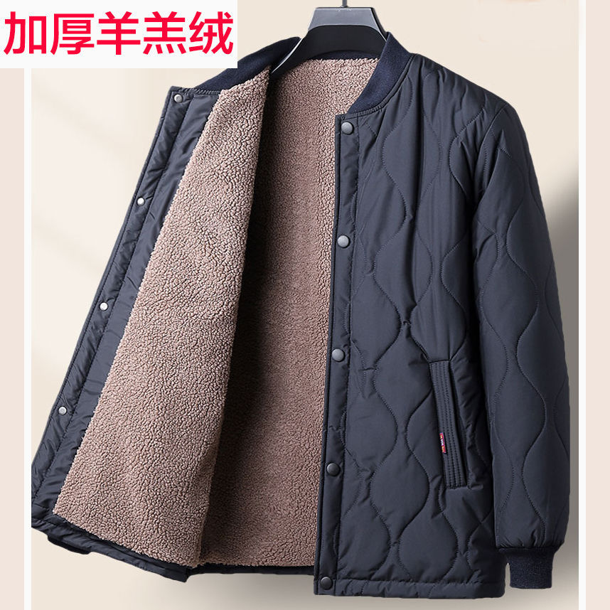 爸爸冬装棉衣加绒超厚冬季男士外套老爷爷棉服内胆中老年人小棉袄