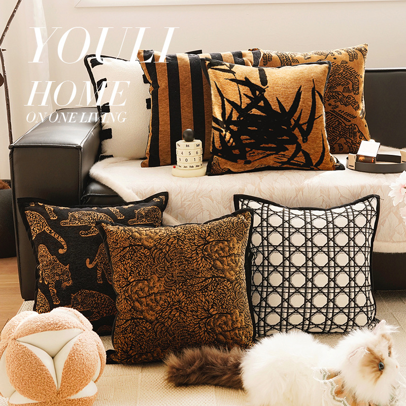 You pear antique French brown living room sofa pillow cushion bedside retro pillow waist backrest pillow cover