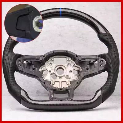 Steering wheel, Mk7.5 GTI Scirocco Polo - carbon-fiber-blue-line-blue-return-to-center-without-paddle-hole