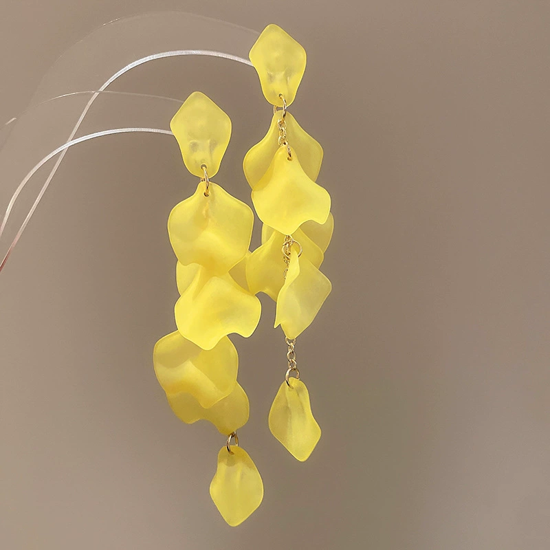Серьги — коллекция модной желтой Fresh, цветы и минималистичные стили, гипоаллергенные штифты