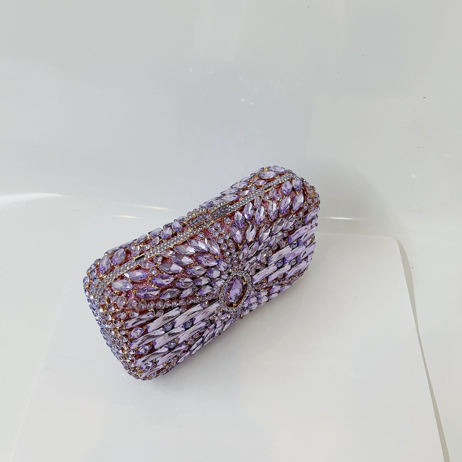 Nuevo bolso de cena de diamantes, caja metálica vacía, bolso de diamantes de mano de mujer, bolso de piedra de Rin