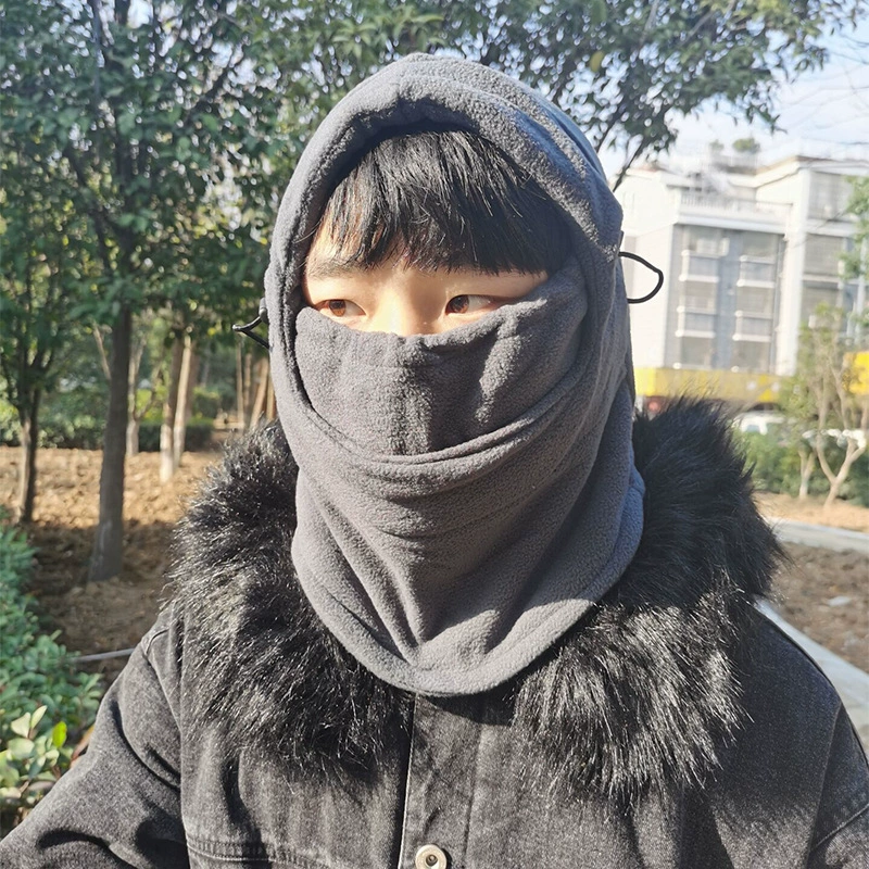 Зимняя уличная ветрозащитная Мужская и женская холодостойкая флисовая подкладка, утолщенная теплая флисовая маска для шеи, головной убор, флисовая шапка