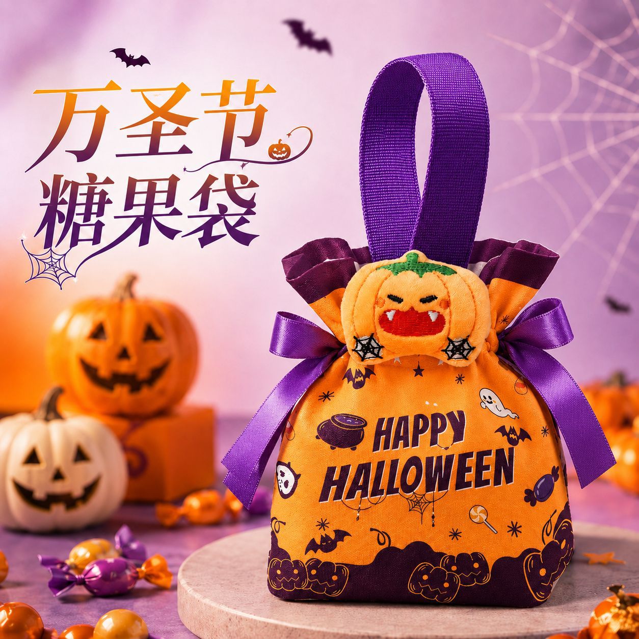 Bolsa de regalo de Halloween, bolsas de calabaza para niños, lienzo, embalaje de regalos, bolsas de azúcar, props para jardín de infantes, regalo de mano.