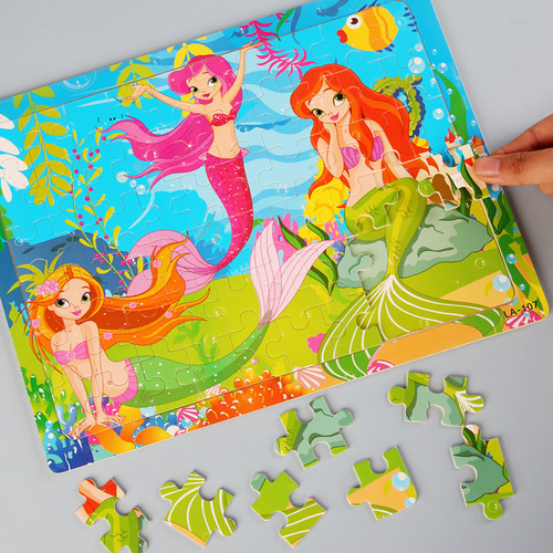 Wooden 60-Piece Jigsaw Puzzle for Children: Animal Cartoon Fairy Tale Story Flat Puzzle Baby Early Education Educational Building Blocks Toy