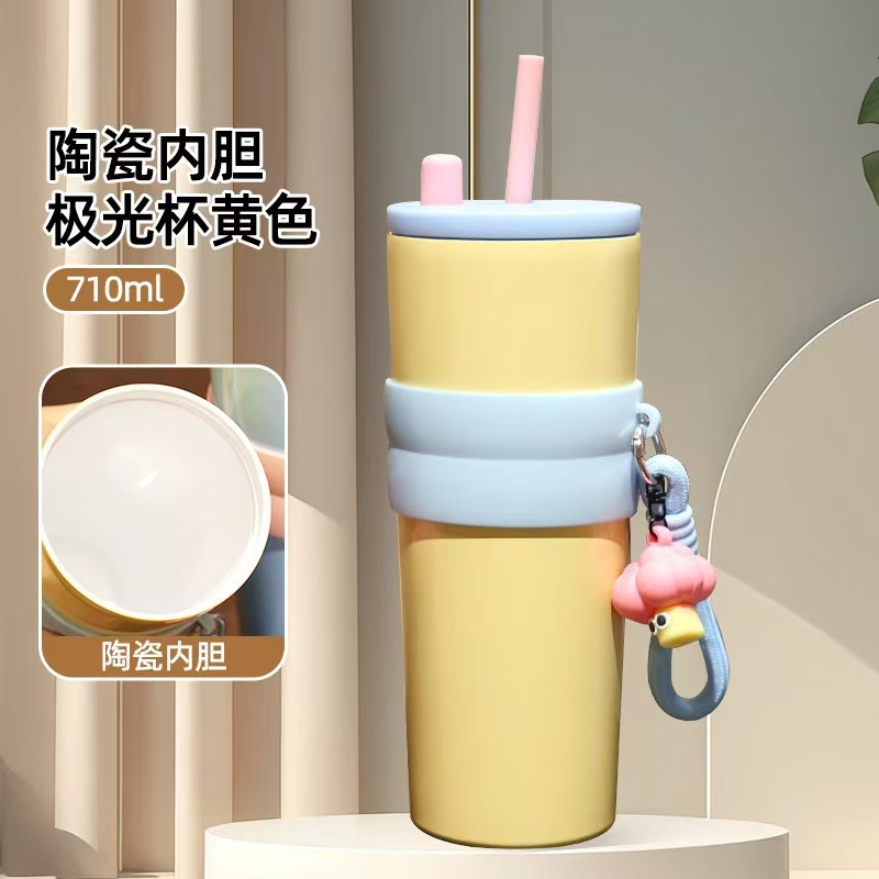 新款高颜值316不锈钢保温杯创意高颜值冰霸杯渐变色吸管车载杯|undefined