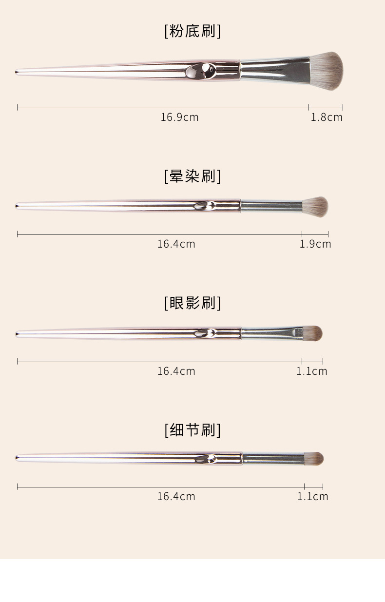 Cross-border export foundation brush, colored makeup brush set, complete set of loose powder, eyeshadow, lip brush, concealer box, beauty tools undefined