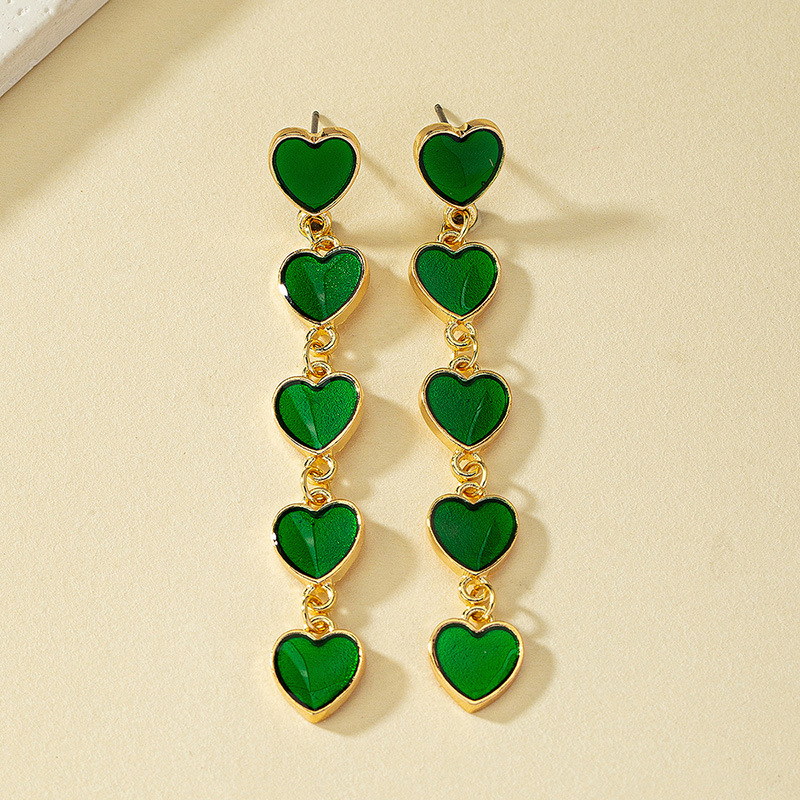 14g Weight Drop Earrings, Earrings Classification 1 Pair Quantity Holiday, Daily Occasion Alloy Material Heart Shape Pattern Women's Gender Enamel Design Simple Style Style 1 Pair Simple Style Heart Shape Enamel Alloy Drop Earrings Earrings 5