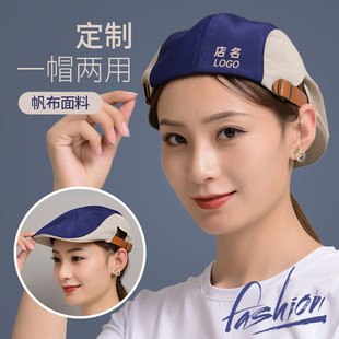 Spot wholesale canvas beret forward cap men's and women's work Cap fashion chef hat milk tea shop advertising cap cross-border