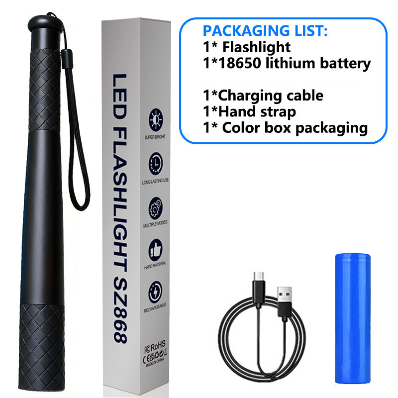 Nueva linterna con forma de bate de béisbol, recargable, de seguridad, para montar en el coche, para exteriores, linterna de patrulla de aleación de aluminio de alta potencia image 8