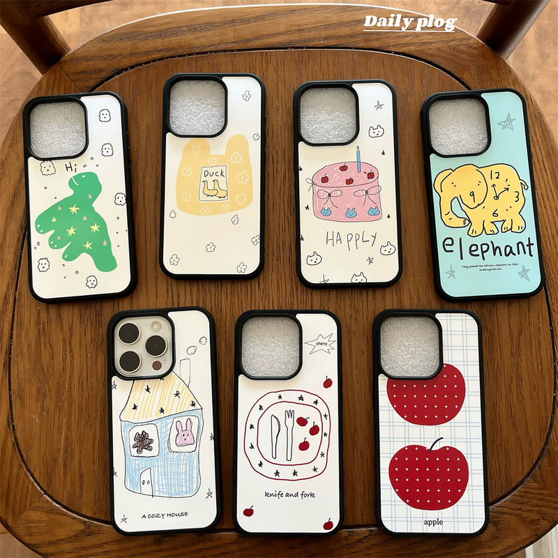 Korean Style Ins Cute Cartoon Graffiti Suitable for Apple 16Promax Mobile Phone Case Iphone13 New 15Pro Female Korean Style Ins Cute Cartoon Graffiti Suitable for Apple 16Promax Mobile Phone Case Iphone13 New 15Pro Female