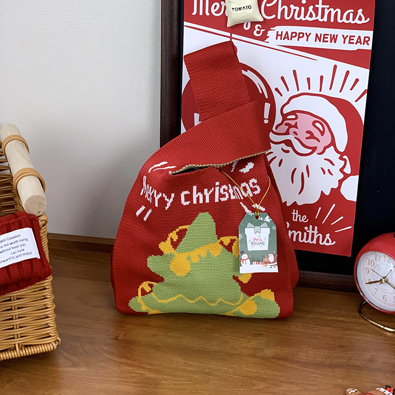 Bolsas de tejido de Navidad al por mayor bolsas de regalo de Nochebuena bolsas de dulces bolsas de regalo de empresa bolsas de mano creativas