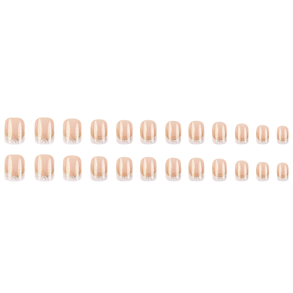 Unpa de uñas de uso comercial exterior simple blanco francés corto redondo desnudo suave blanqueamiento parche de uñas falsas