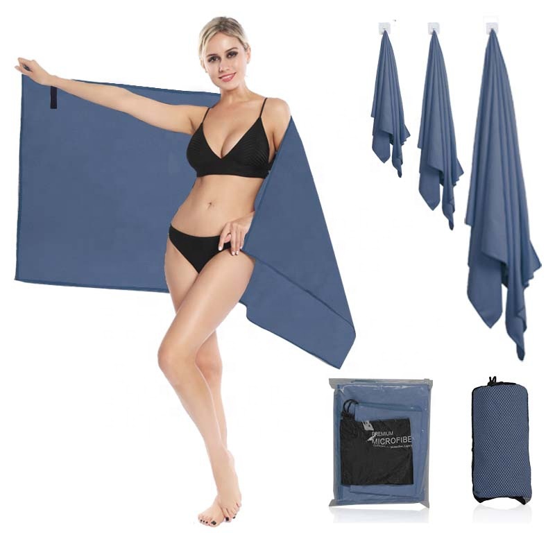 Toalla especial para hombres de color sólido con logotipo fijo Toalla absorbente de sudor de playa portátil Toalla deportiva de microfibra absorbente