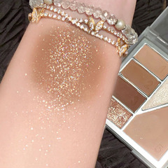 DIKALU Versatile Six-Color Eyeshadow Palette with Glitter, Cream, Earth Tone, Highlight, Blush Combo Set, Ins Style, Affordable Student