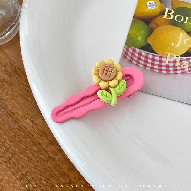 La nueva horquilla de dopamina rosa, la horquilla de flequillo lateral de alta calidad, los accesorios para el cabello de principios de primavera dulces y lindos, la pinza lateral de todo fósforo