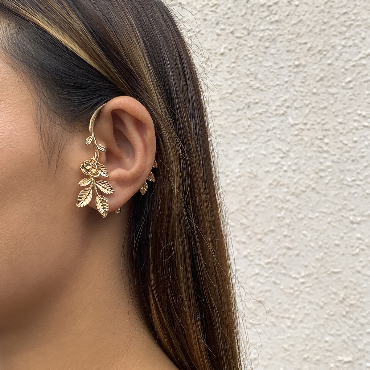 Geometric Non-pierced Ear Bone Clip Jewelry Retro Simple Rose Leaf Ear Hook display picture 2