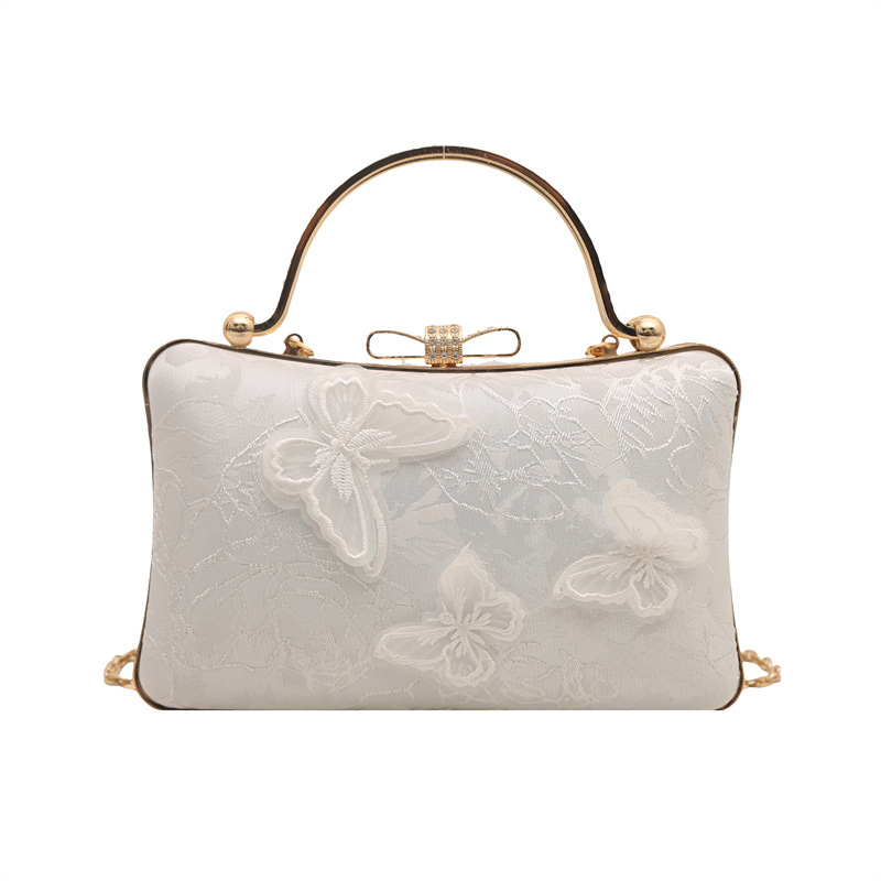 Estilo nacional transfronterizo diseño de nicho mariposa amor flor cena bolso femenino 2025 nuevo temperamento cadena bolso de mensajero