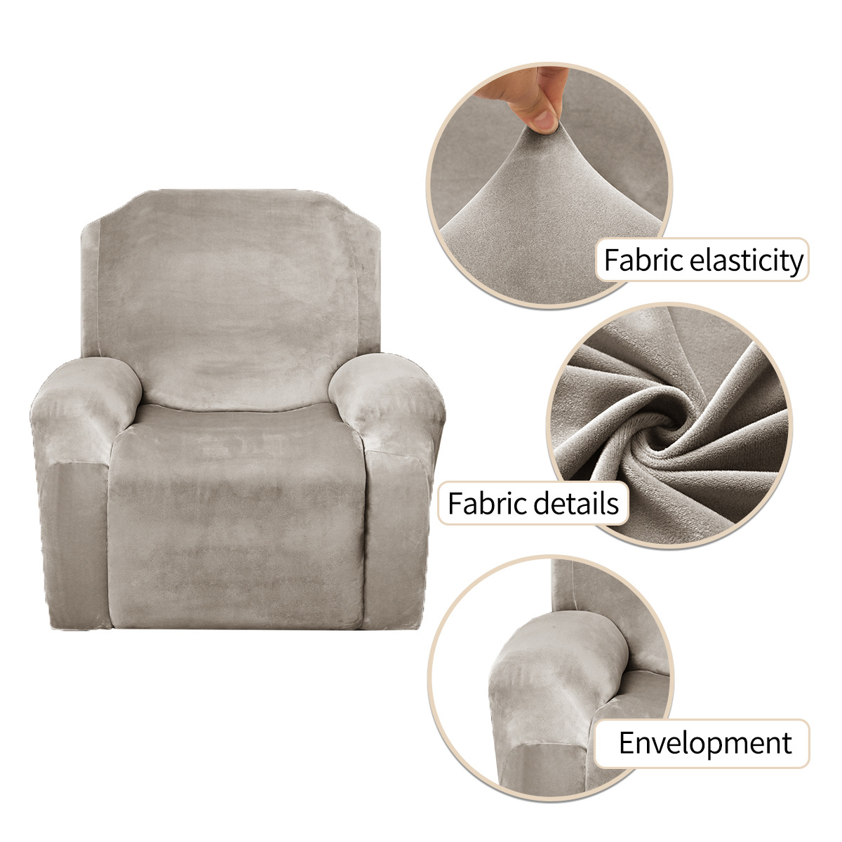 Transfronterizo spot al por mayor de color sólido elástico plata de lana de Fox Chivas sofá cubierta todo incluido grueso Chivas sillón cubierta