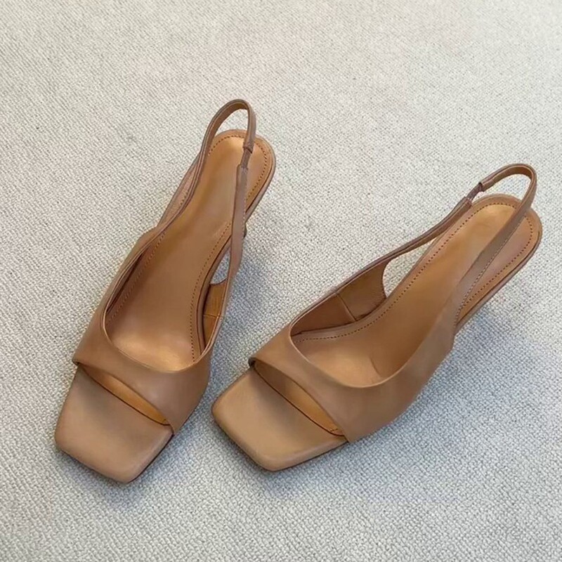 Sheepskin Version~Square-Toe Open-Toe Minimalist Style One-Strap Sandals for Women, Versatile and Comfortable for Commuting, with a Fine Heel and Elegant High Heels Sheepskin Version~Square-Toe Open-Toe Minimalist Style One-Strap Sandals for Women, Versatile and Comfortable for Commuting, with a Fine Heel and Elegant High Heels