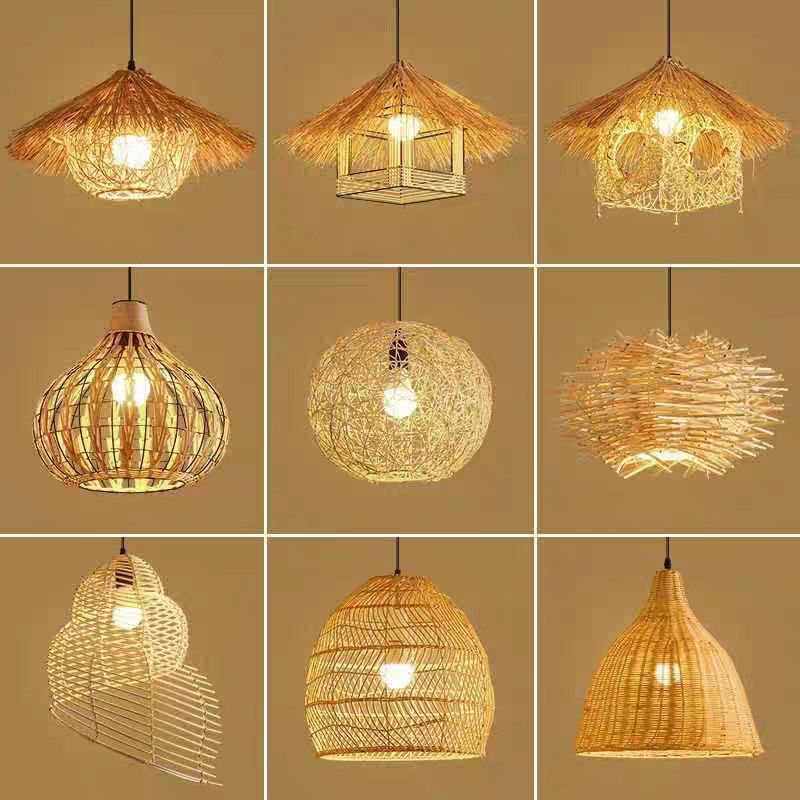 Chinese Chandelier Lampshade Retro Restaurant Hot Pot Restaurant B&B Zen Rattan Lantern Bamboo Bamboo Art Lamps