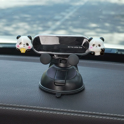 cartoon cute car anti-shake navigation – Car phone holder - bouquet-biye-panda-black-mirror-stand-instrument-panel-air-outlet-dual-use