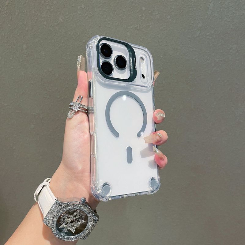 适用iPhone17PROMAX手机壳透明气囊磁吸镜头支架苹果16防摔15硬壳|undefined