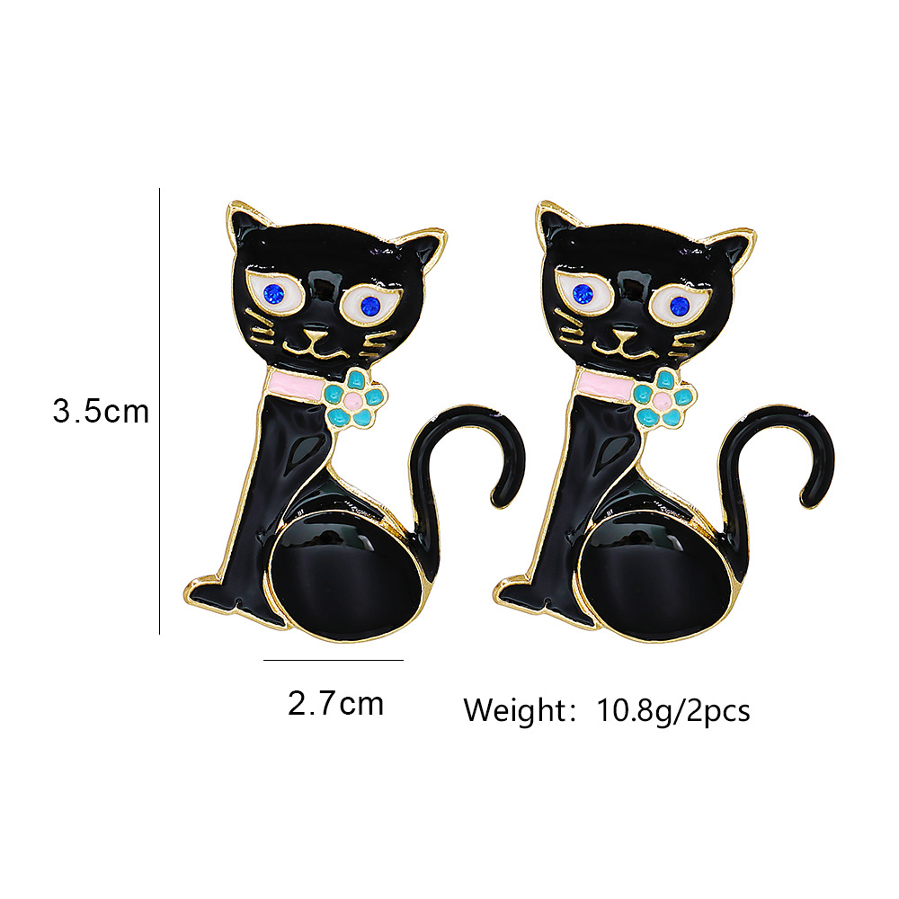 Cute Cat Alloy Womenu0027S Ear Studs 1 Pair