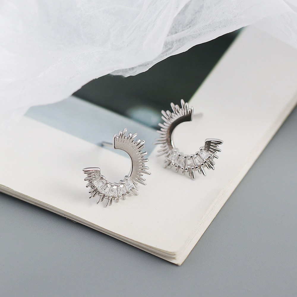 Fashion Geometric Sterling Silver Zircon Ear Studs 1 Pair