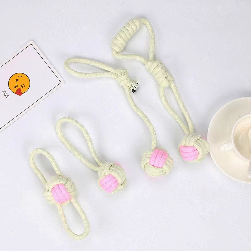 Japón y Corea del Sur juguetes para mascotas juguetes molares para perros bolas de cuerda de algodón macarons color nudo juguetes para mascotas en stock