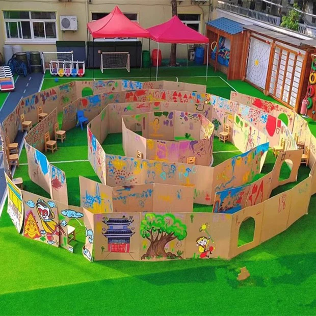 Гофрированная бумага, граффити, живопись, лабиринт, детский сад, бумага, картон, большой лист, активность, сделай сам, детская ручная работа на открытом воздухе