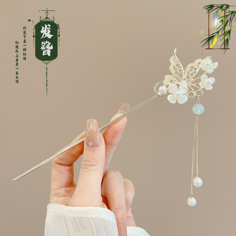 古风新中式发簪女高级感花朵木簪日常通勤国风盘发器簪子汉服头饰|undefined