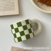 INS Wind Fat Cup Splash Cup Ceramic Cup Smooth Malker Cup Wholesale Milk Coffee Cup Checkered Cup