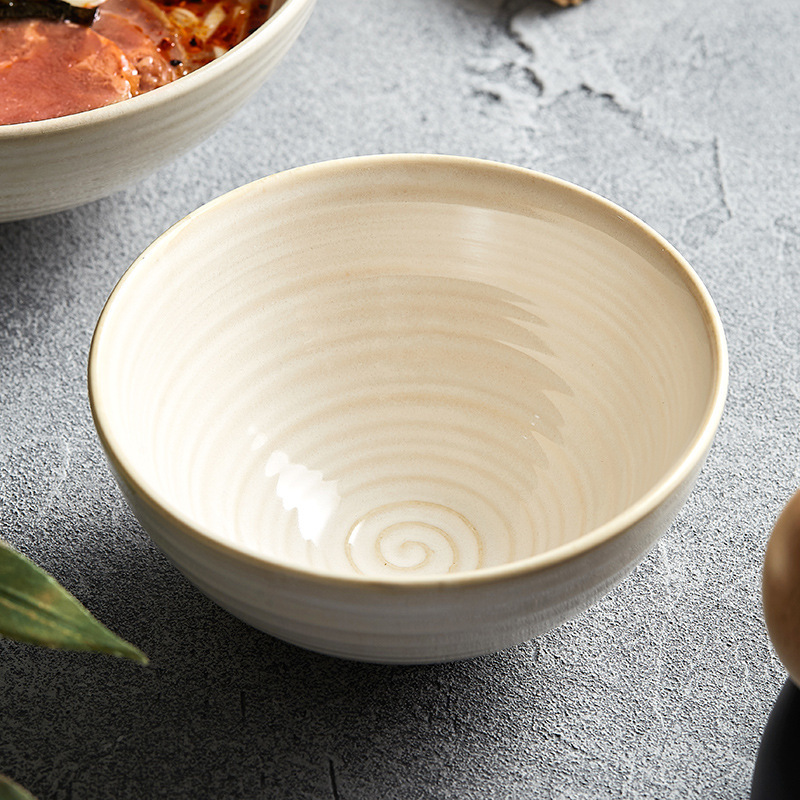 Noodle Soup Bowl, Household Ceramic Creative Ramen Bowl, High-End Japanese Instant Noodle Bowl, Exquisite and Beautiful Conical Salad Bowl
