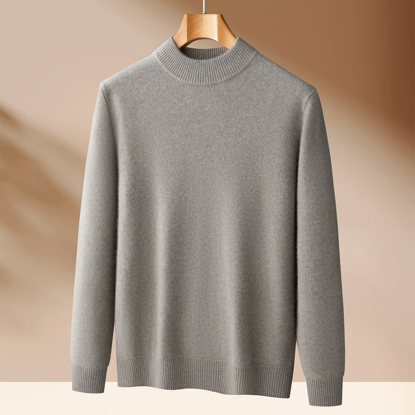 Men's Cashmere Sweater, Thickened Goat Cashmere, Round Neck, Half Turtleneck, Base Layer, Classic Versatile Loose Knit Cashmere Sweater for Men