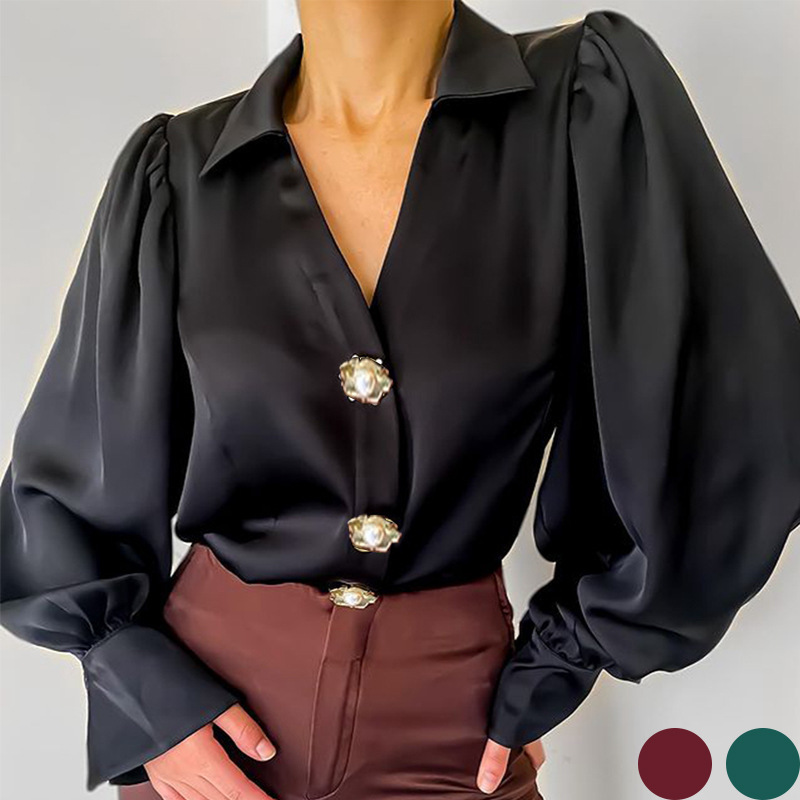 FD691 in stock 2024 Autumn Fashion Niche Design Lantern Sleeve Casual Loose Satin Blouse FD691 in stock 2024 Autumn Fashion Niche Design Lantern Sleeve Casual Loose Satin Blouse
