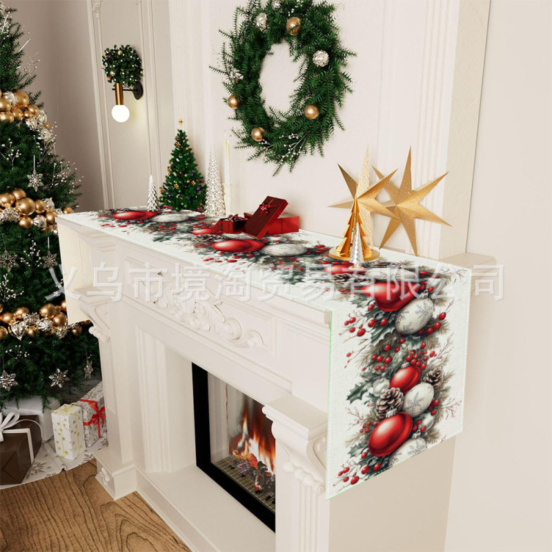 2025 クロスボーダークリスマスリネンテーブルフラッグホリデーホームレストランリビングルームテーブル屋内屋外装飾テーブルフラッグ|undefined