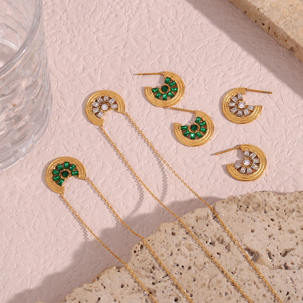 High Quality Lemon Slice Stainless Steel Pendant Necklace Earrings Sets