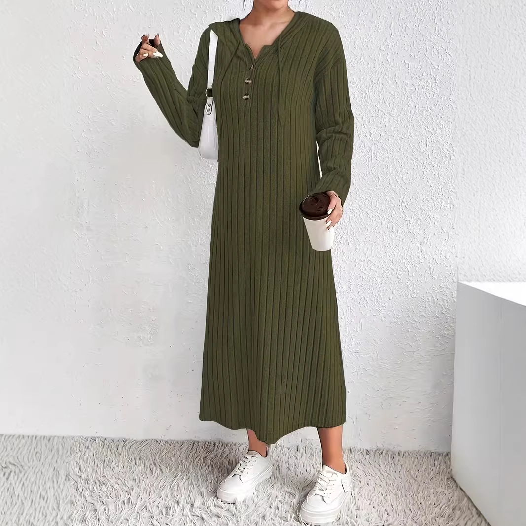 Abito lungo elegante con cappuccio e maniche lunghe, stile arabo mediorientale, per donna musulmana, modello Cross-border 2026_voghion.com